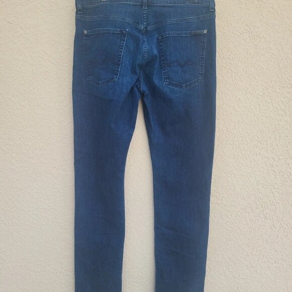 7 For All Mankind Jeans Men's 34 Blue The Straight Stretch Performance Slim Fit - Picture 6 of 7